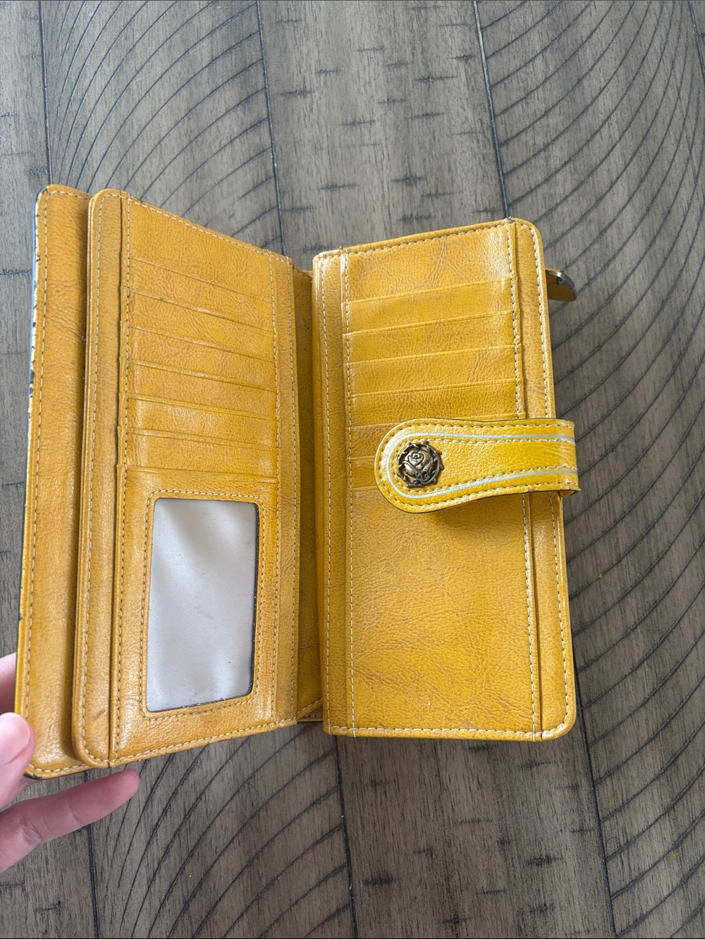 Yellow Women's Zip Wallet with Snap Closure - Picture 6 of 9